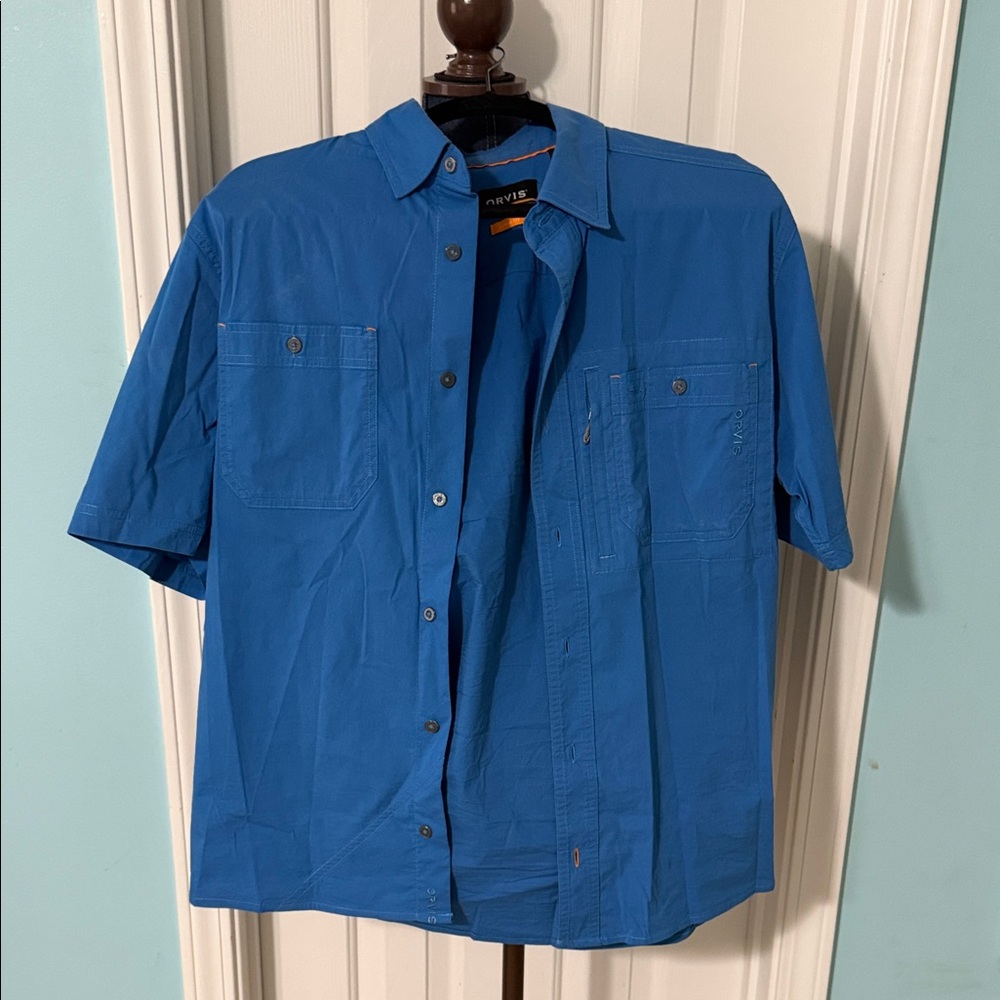 Orvis Men's Vibrant Blue Casual Button Down Shirt